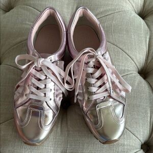 Tory Sport Pink Metallic Sneakers with White Soles